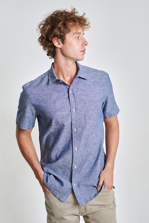 Camisa de Linho Mc Belize Azul — Austral