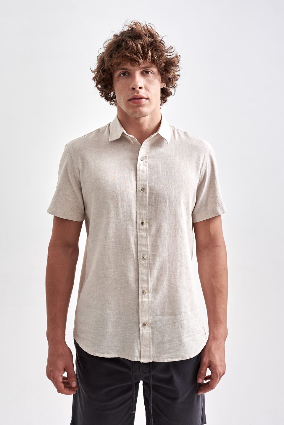 Camisa Manga Curta Linho Belize Natural