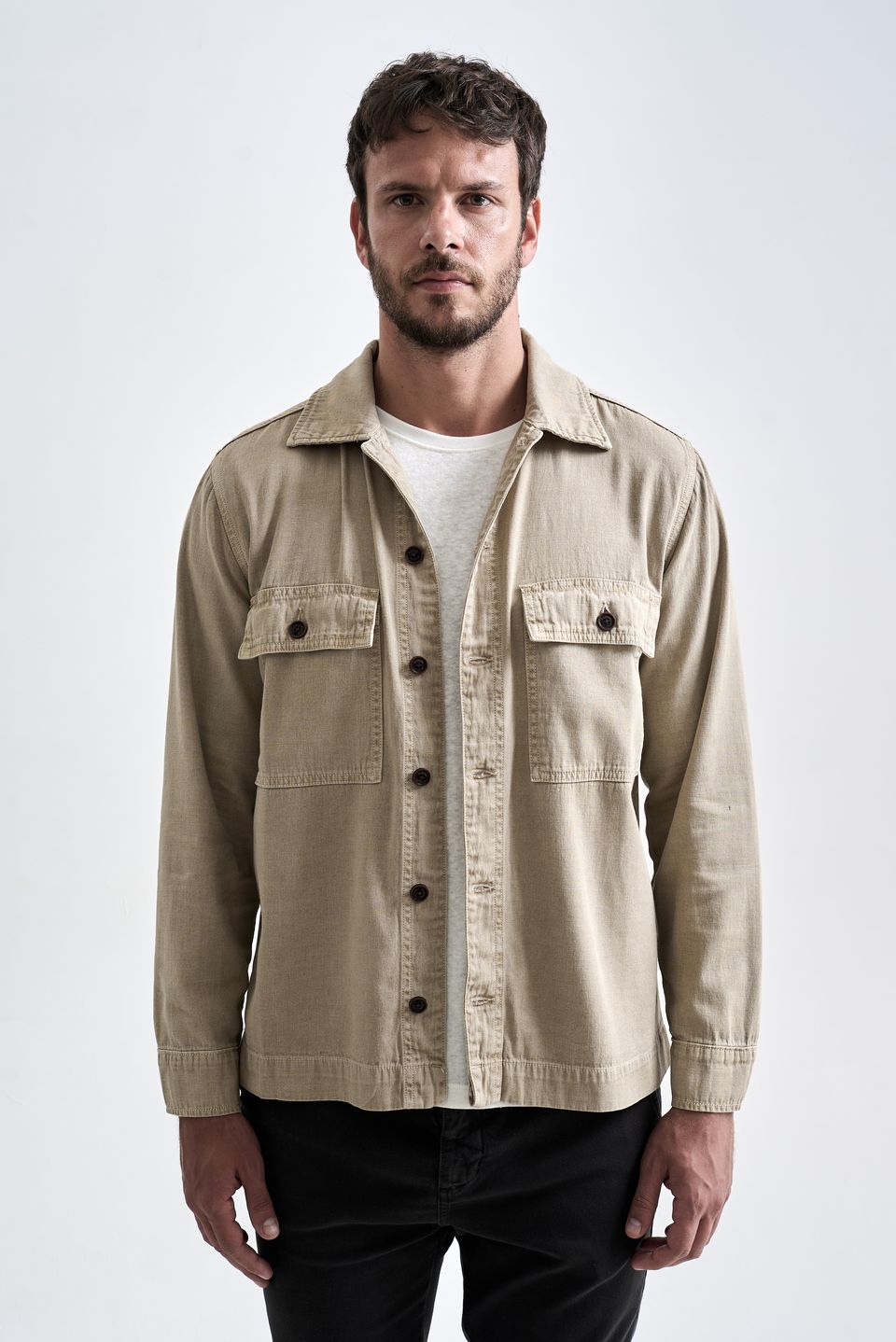 Overshirt Linen Blend Bege