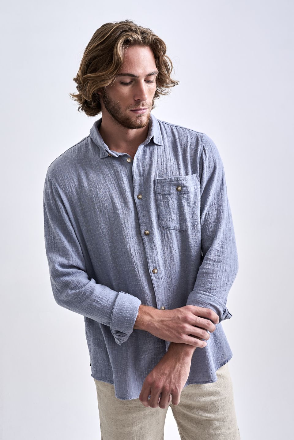 Camisa Rustic Horizonte Azul Claro