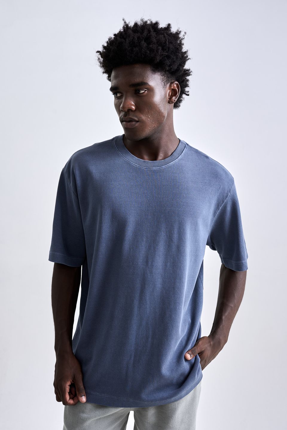 Camiseta Oversized Heavy Stone Stone Azul Midnight
