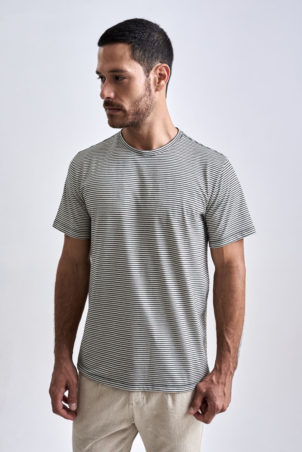 Camiseta Fluvial Stripes Off White