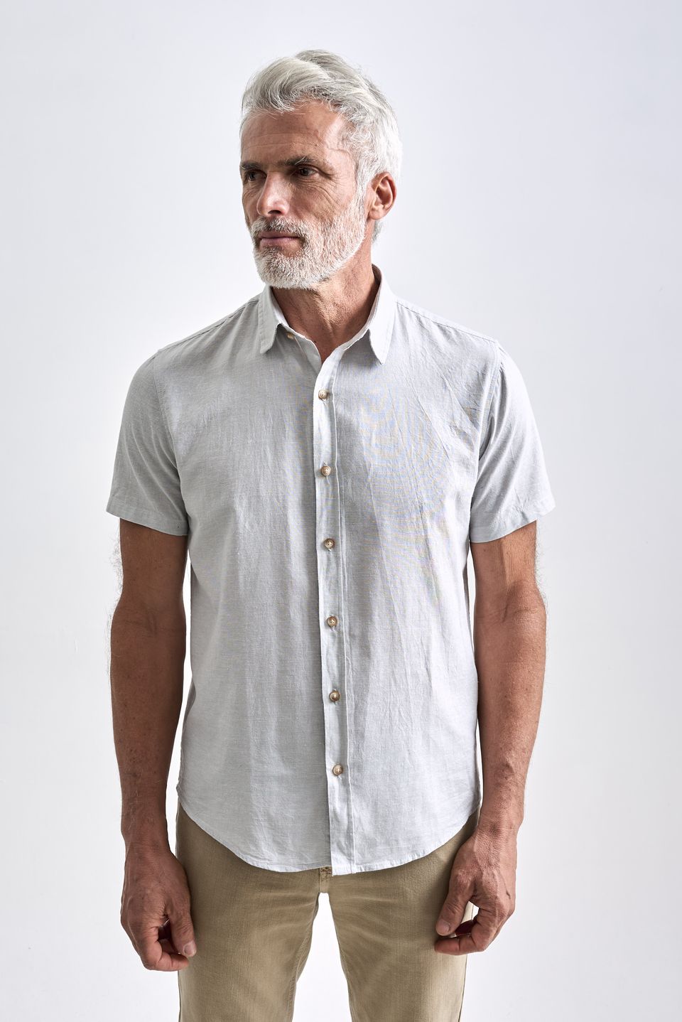 Camisa Linho Belize Cinza Claro