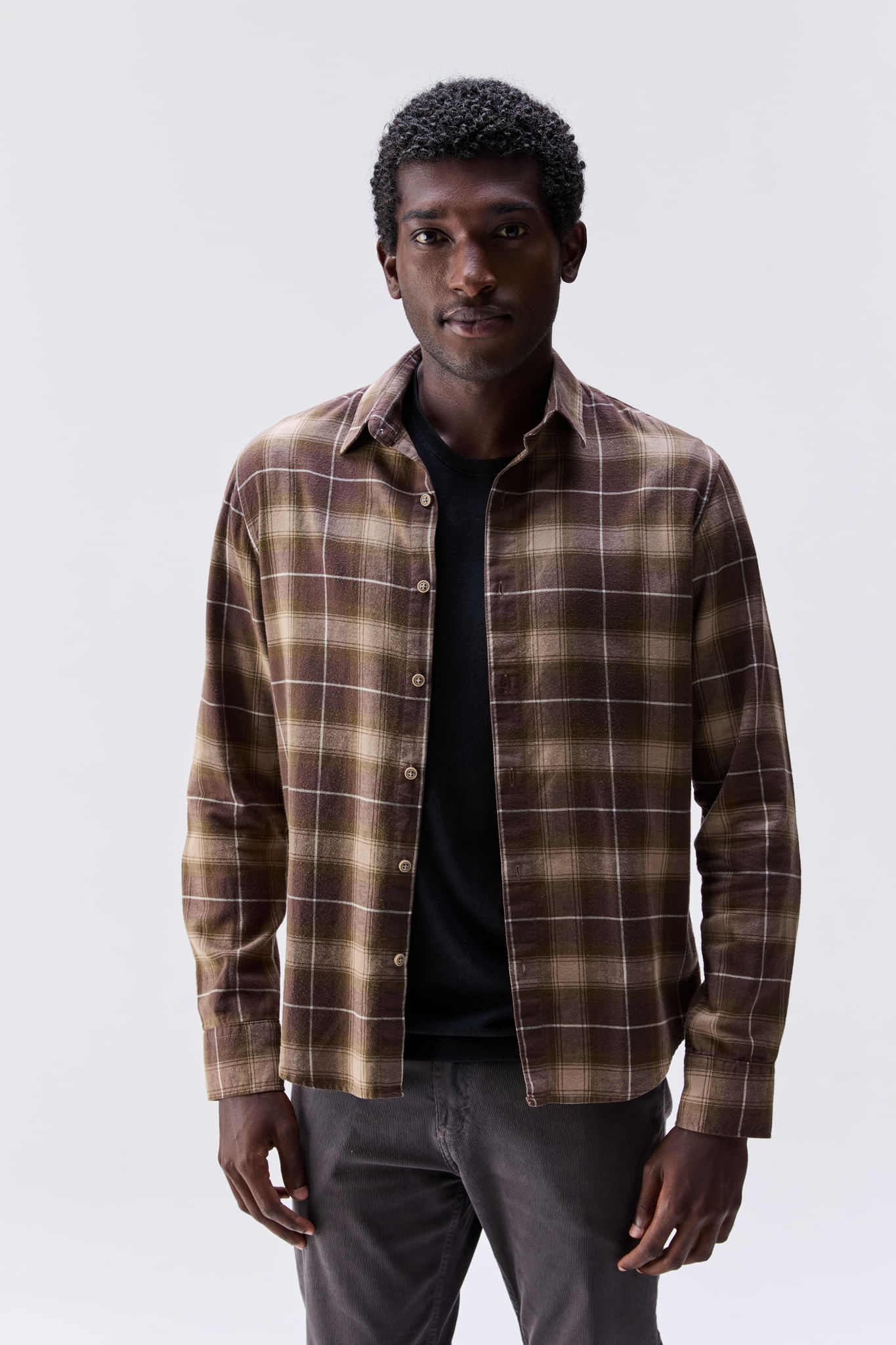 Camisa de Flanela Xadrez Boulder Manga Longa Marrom — Austral
