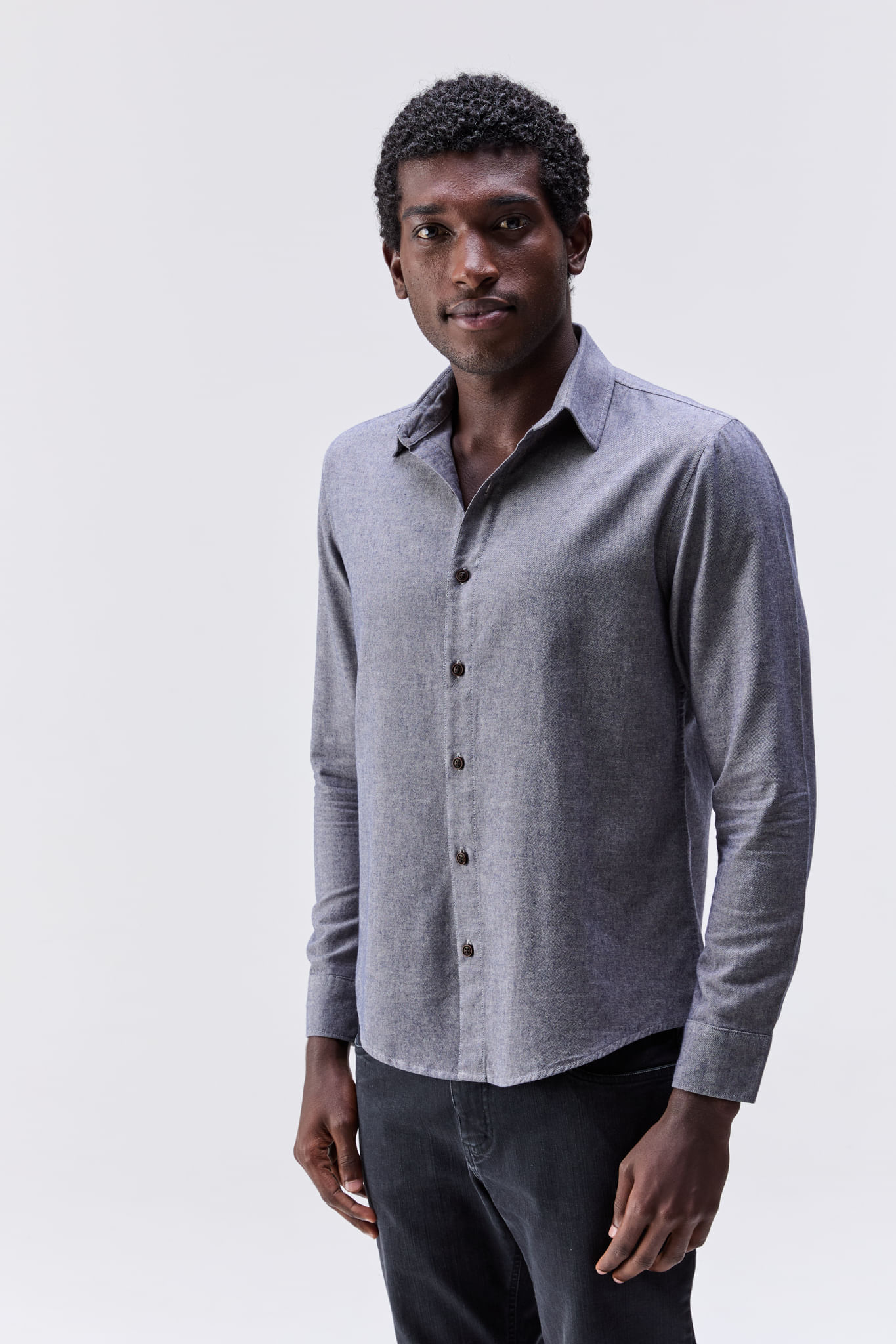 Camisa de Flanela Andorra Manga Longa Cinza Claro — Austral