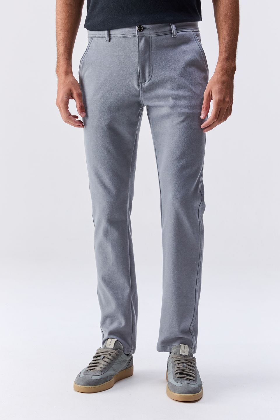 Calça Chino Malha Ultra Soft Cinza Claro