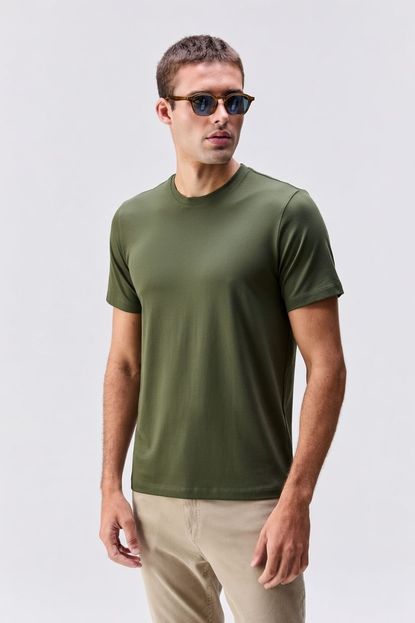 Camiseta Cotton Liocel Verde Escuro
