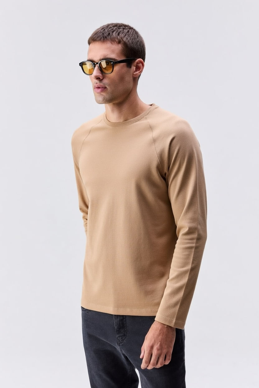 Camiseta Manga Longa Saulire Bege