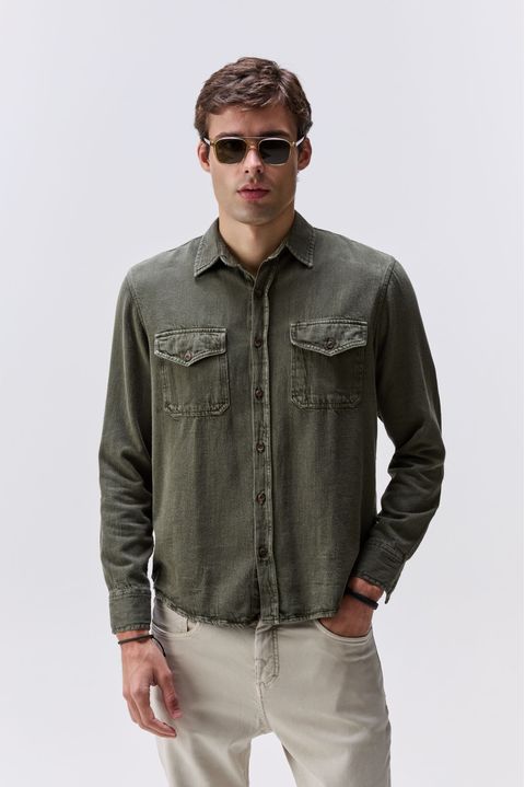 Camisa Linho Mont Blanc Verde — Austral